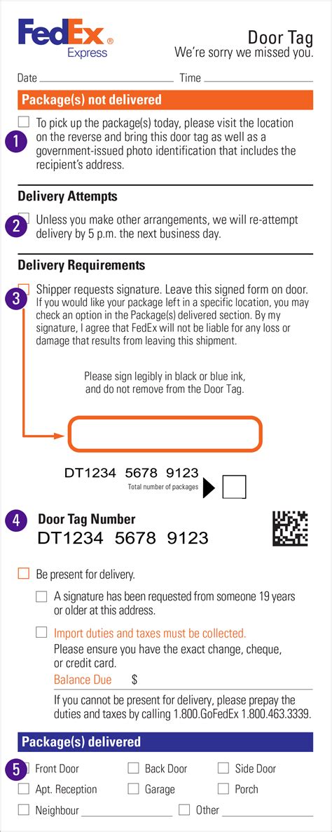 Fedex Door Tag Printable